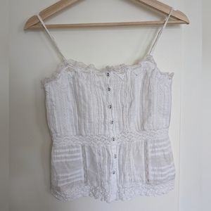 Club Monaco white lace cotton top XS
